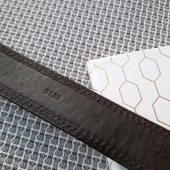 Dockers Braided and Stitched Studded Oversized Buckle Leather Belt XL Brown - Picture 11 of 12